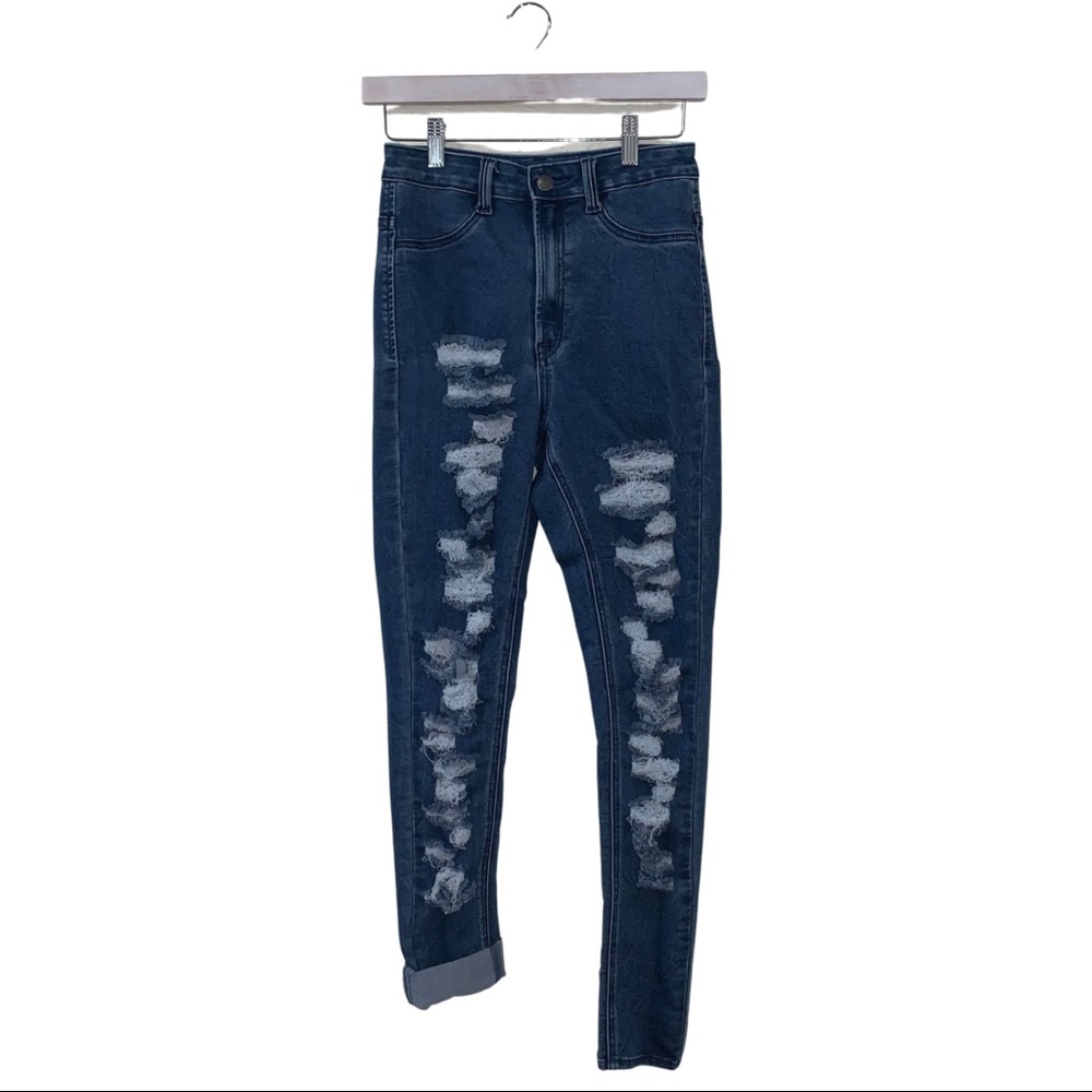 Fashion Nova Distressed High Waisted Skinny Jeans